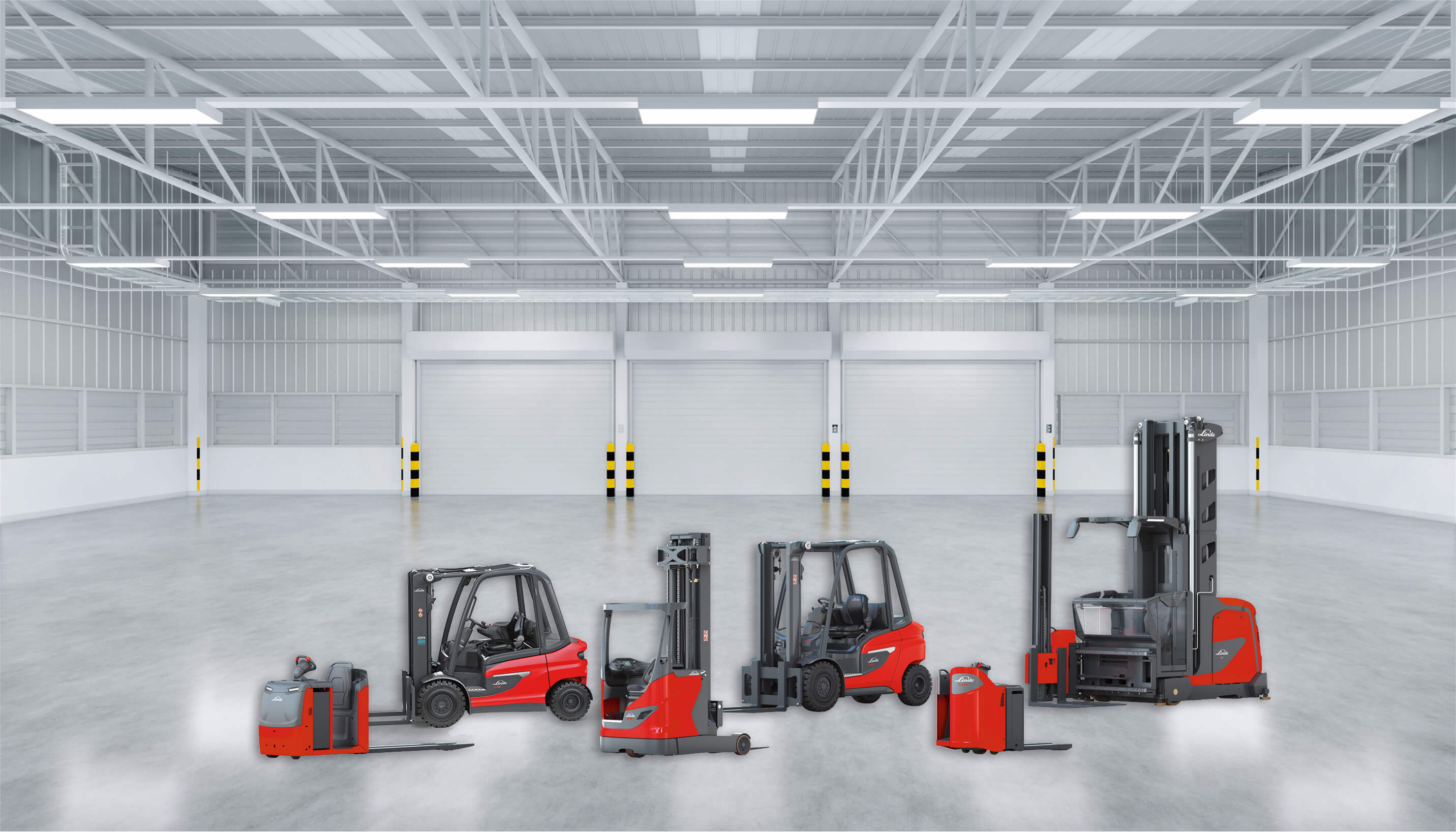Linde verschillende producten in lege hal