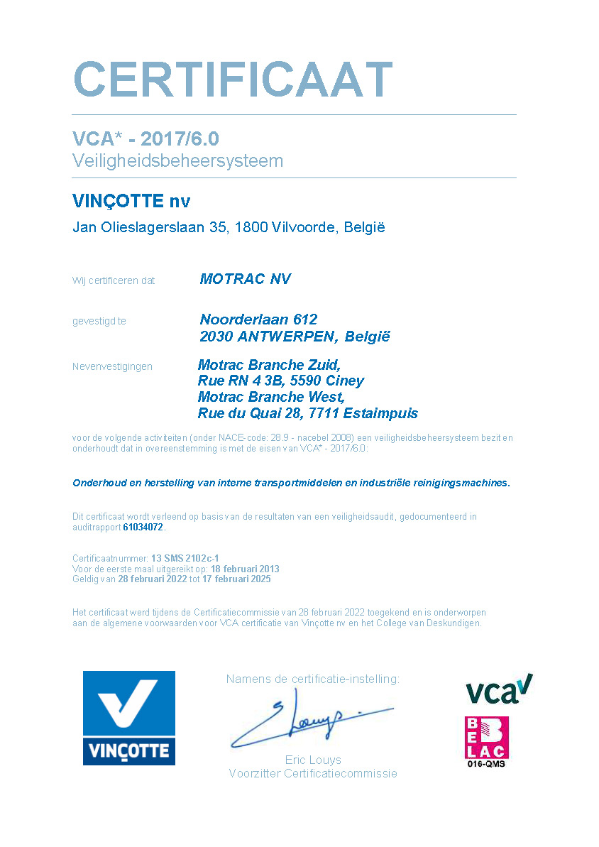 VCA Certificaat NL 2022-2025