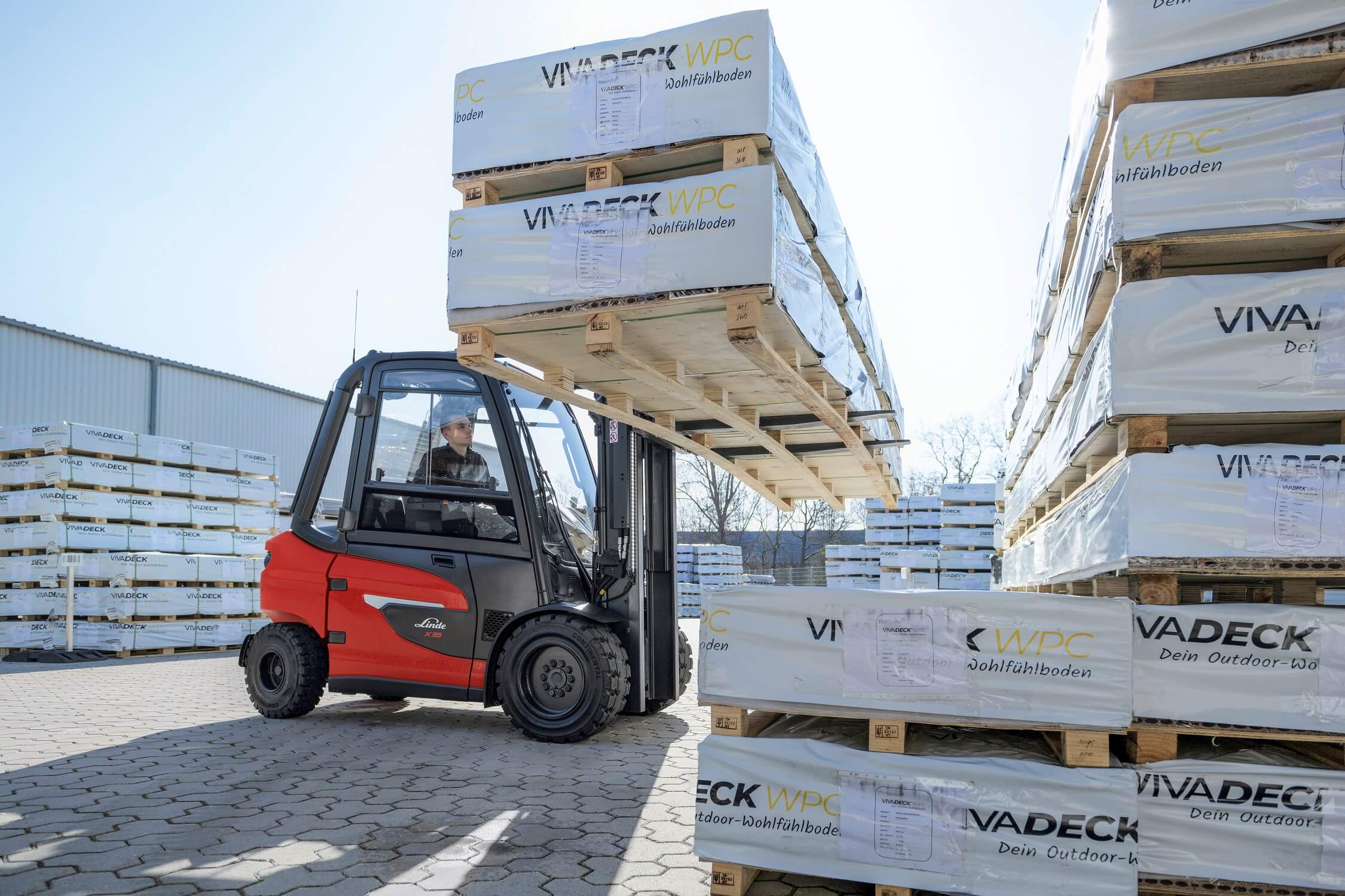 Elektrische heftruck Linde X20-X35 buiten bouwsector