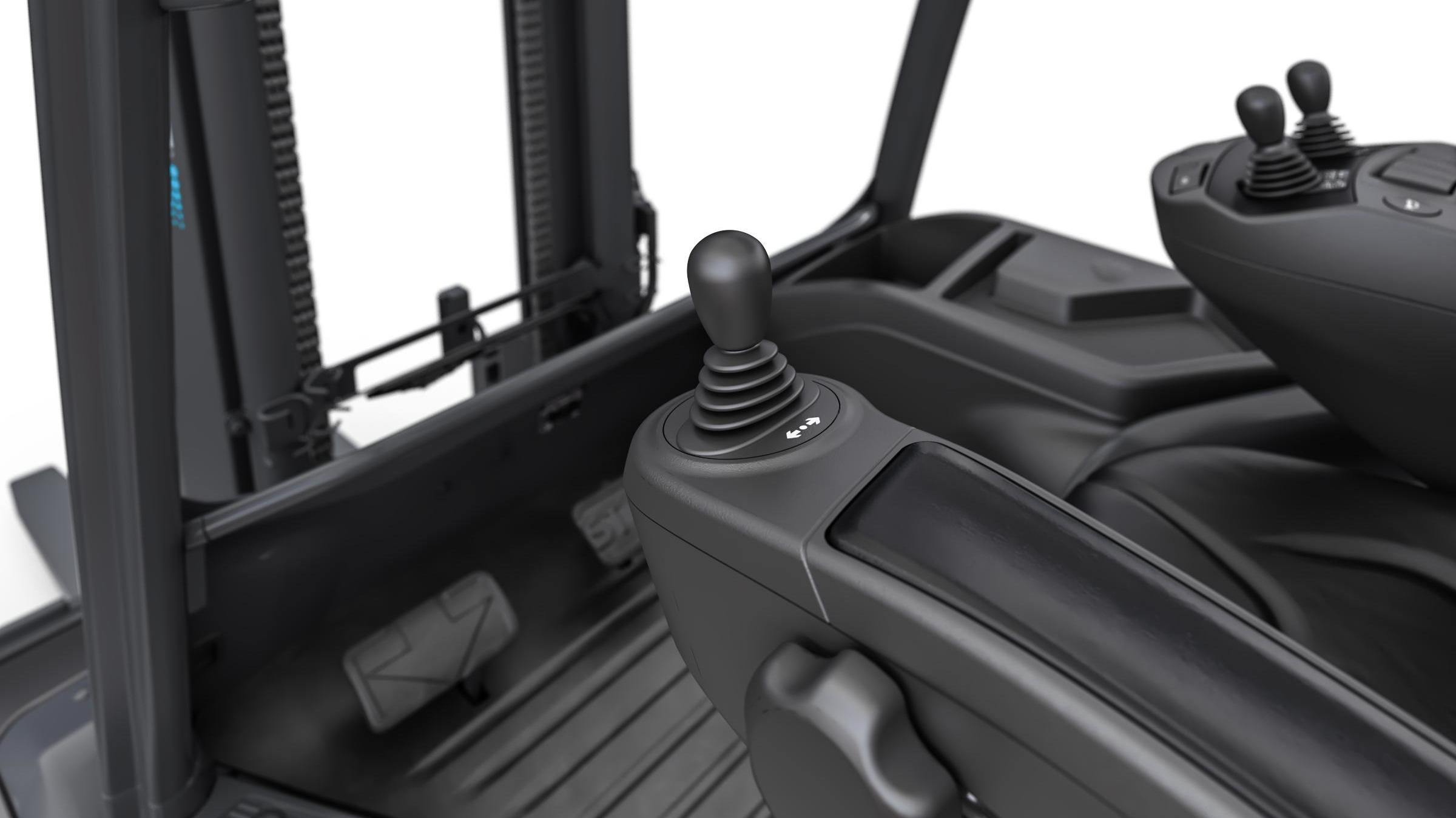 Linde Steer Control detail joystick op elektrische heftruck Linde X30